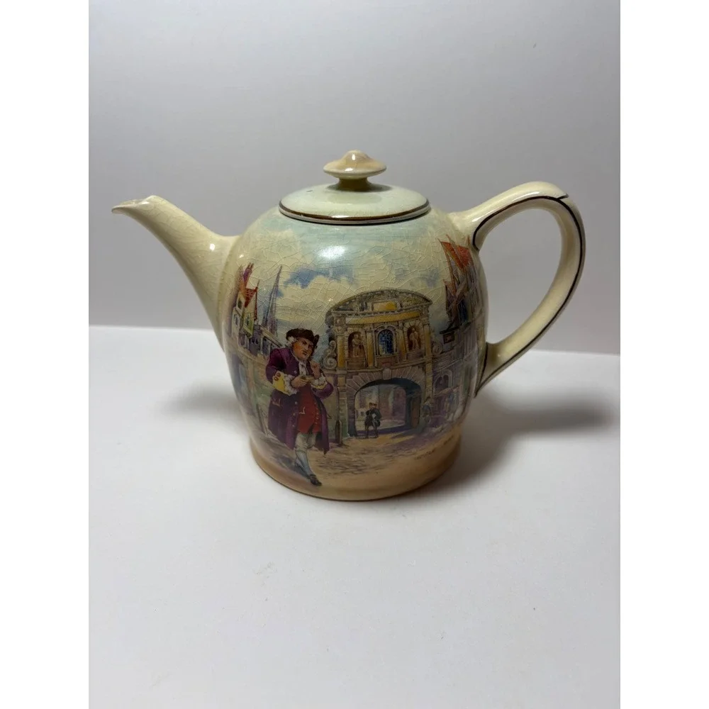 Vintage Temple Bar Historic England Teapot w Crackle Glaze Royal Doulton D5940